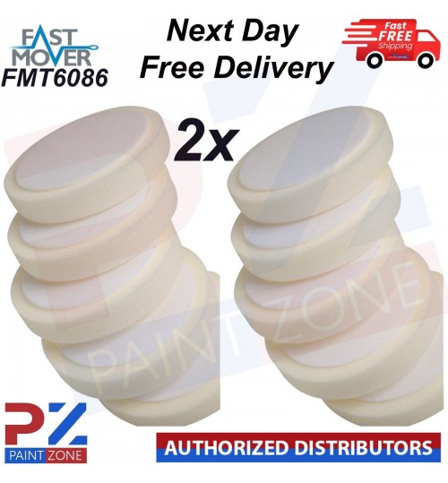 2x Fast Mover FMT6086 Hard White Compounding Pad with Hook & Loop 150 X 30mm